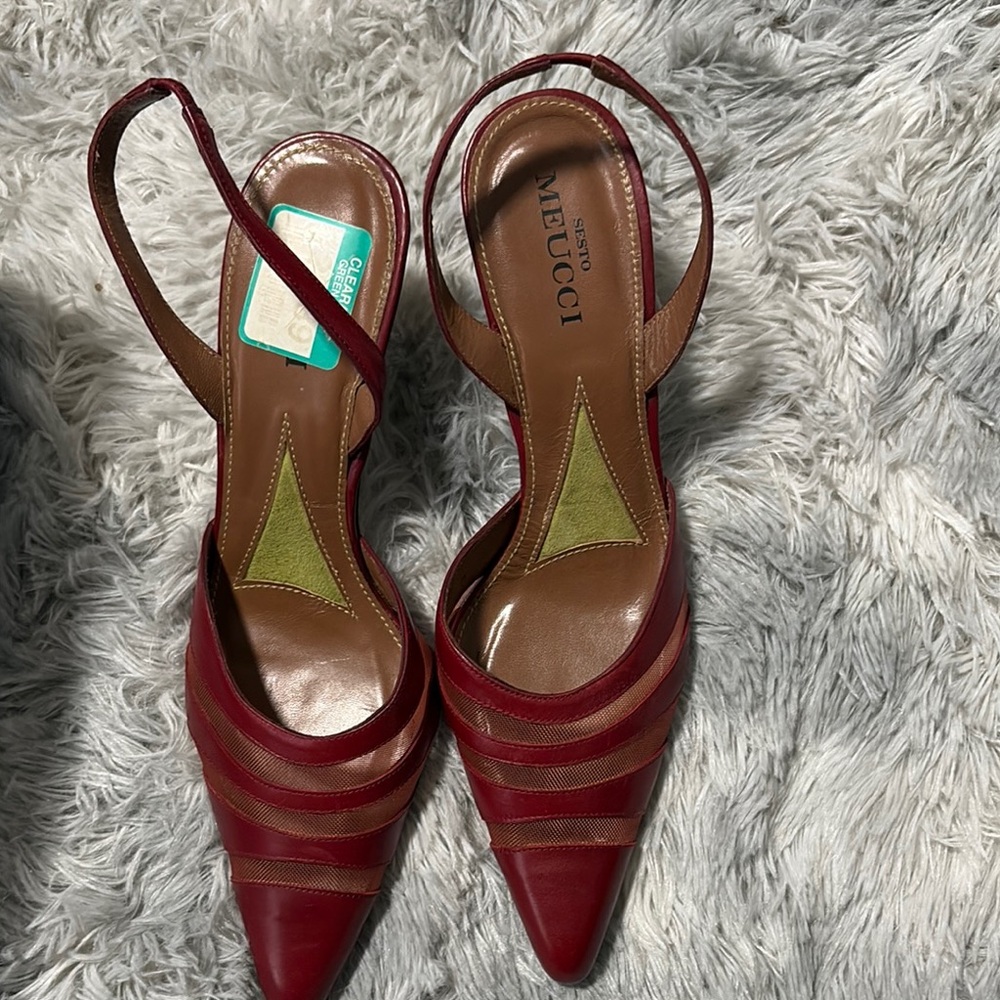 Sesto Meucci Red Slingback Heels with Straps